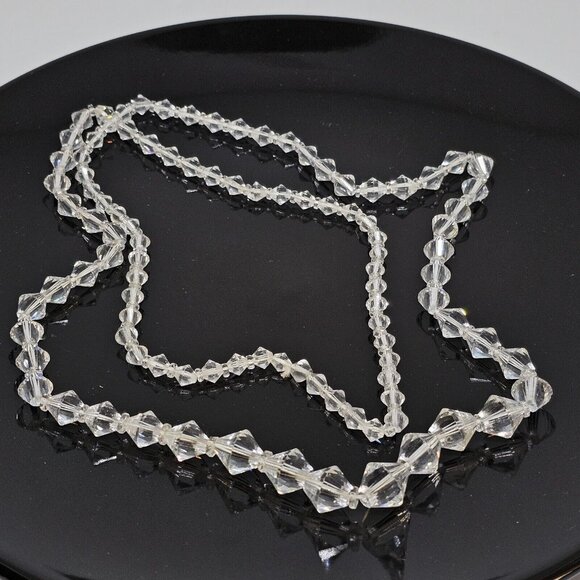 Vintage Graduated Faceted Crystal Beaded Necklace 40" Long - Picture 4 of 12